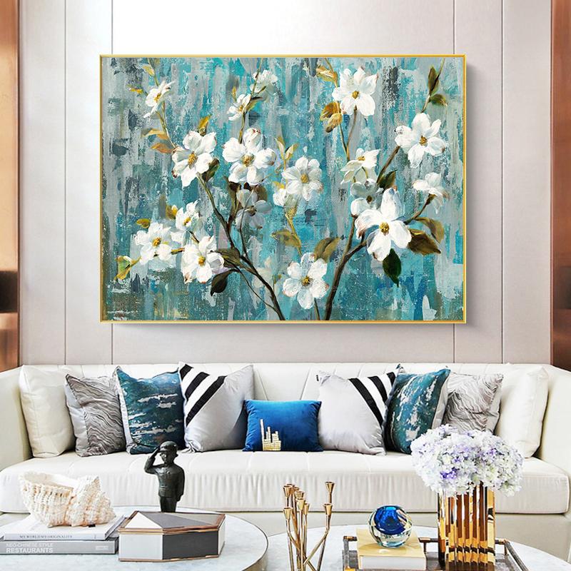 Modern Abstract Painting Printed On Canvas Tree Flowers Art Posters and Prints Wall Art Pictures for Living Room Home Decor No Frame