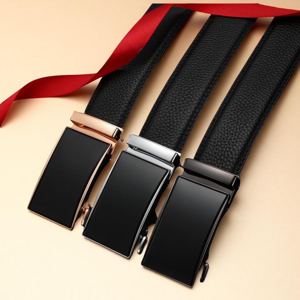 Men's Light Luxury Cowhide Leather Belt with Zinc Alloy Automatic Buckle