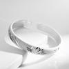 Gypsophila Heart Sutra Silver Open Bangle: Simple Women's Buddhist Bracelet