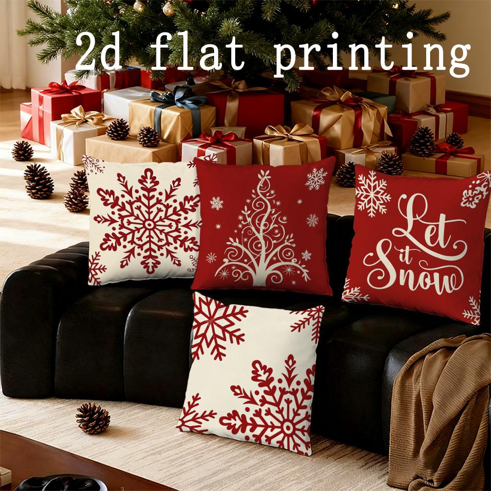 Home Decor Christmas Snowflake Pattern Pillow Covers Suitable For Sofa Bedroom Car Pillow Cover Cushion Rectangular Back Cushion