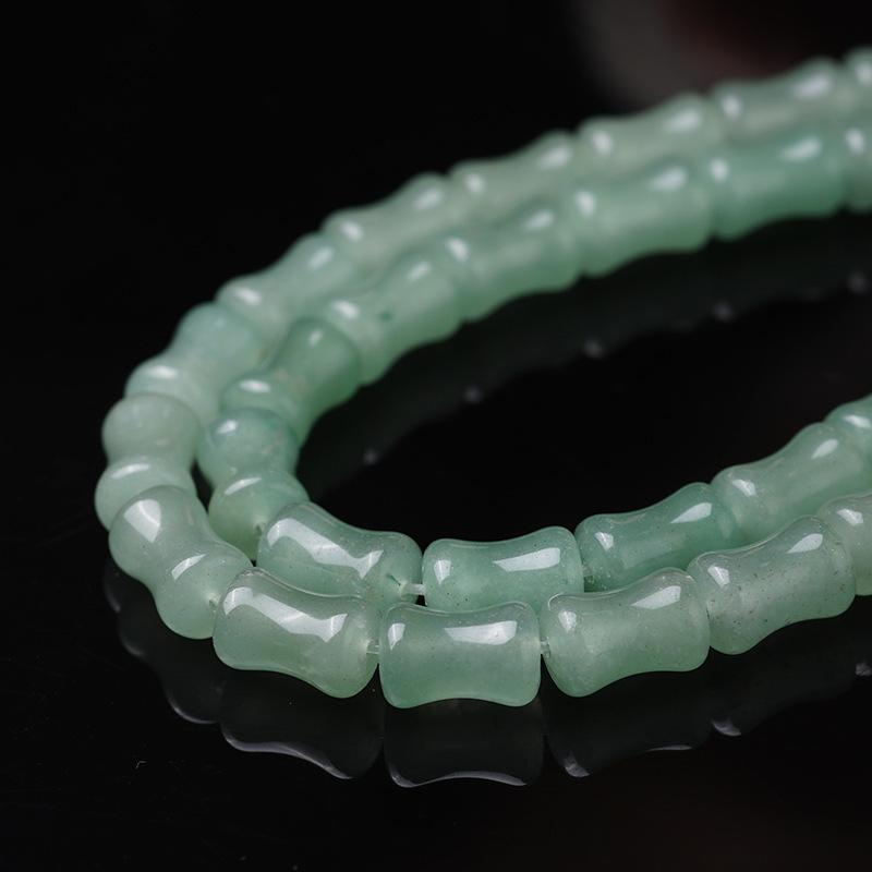 Handmade Semi-finished Long Chain of Dongling Jade Bamboo Beads DIY Bracelet with Chalcedony Spacer Beads and Loose Beads Accessories