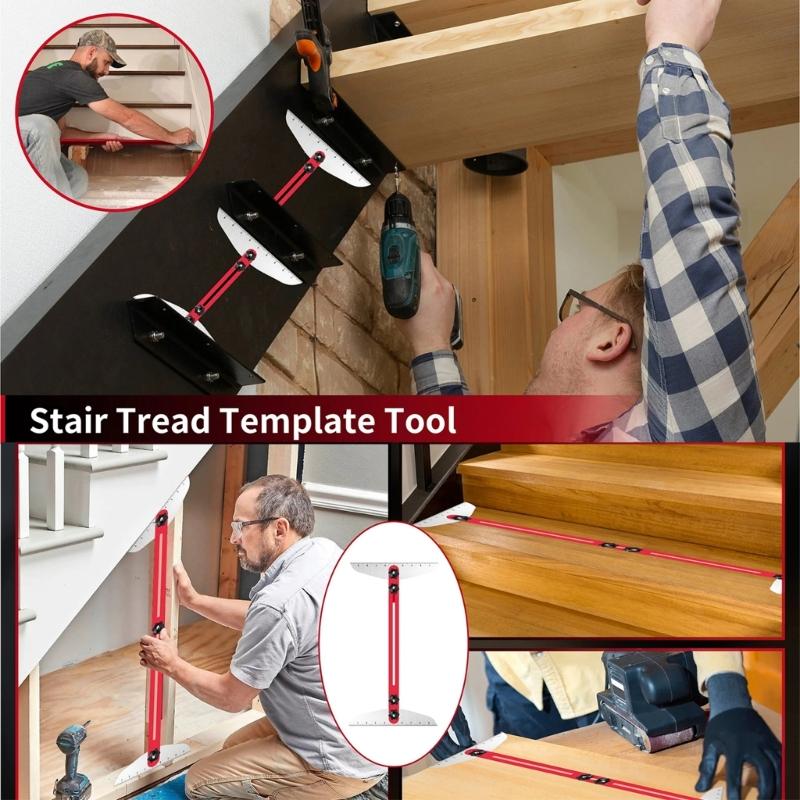 Multifunction Stair Treads Gauge Adjustable 10 To 53in Stair Treads Measuring Tool for Risers Stair Treads Template Tool