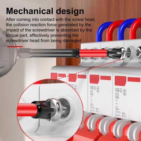 Impact Screwdriver Bit Set Rustproof Corrosion Resistant Magnetic Slotted Heads 1/4 Inch Hex Shank Cross Slot Screw Driver Drill Bits