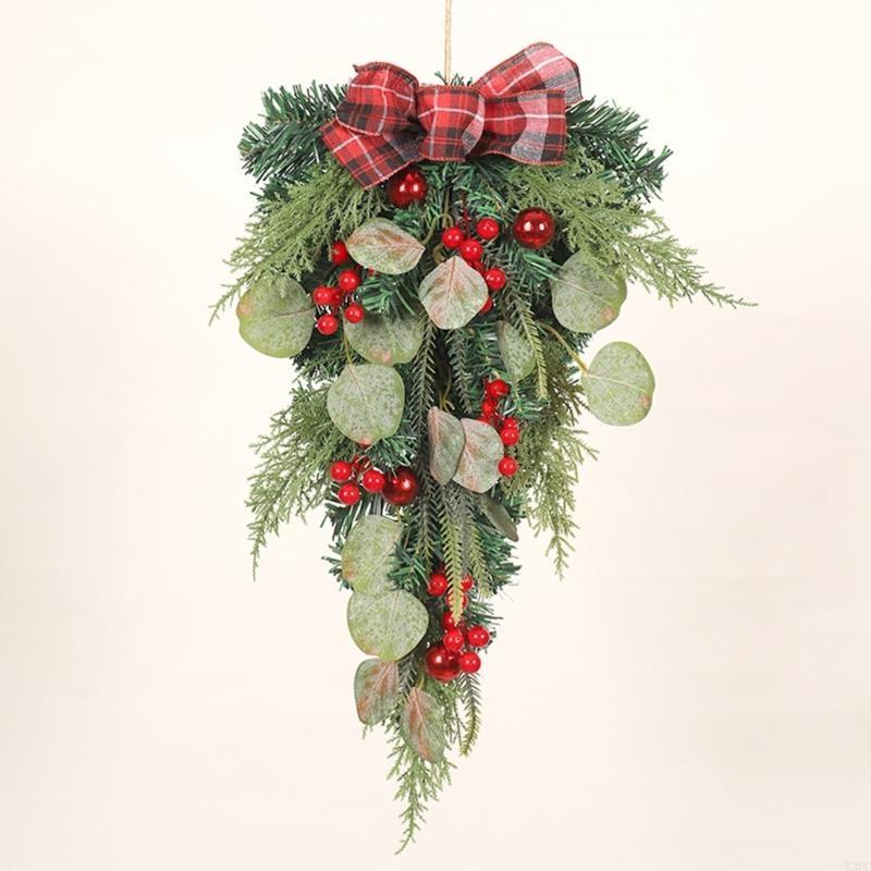 Christmas Wreath Christmas Hanging Front Door Wall Decor Xmas Decorations Wreath X3UC