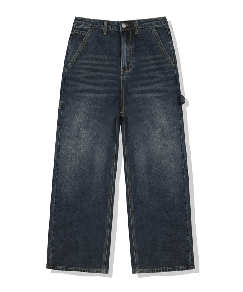 Wenil Noir Carpenter Balloon Wide Washed Denim Pants 4 Colors [Wald_3018] (B Type)
