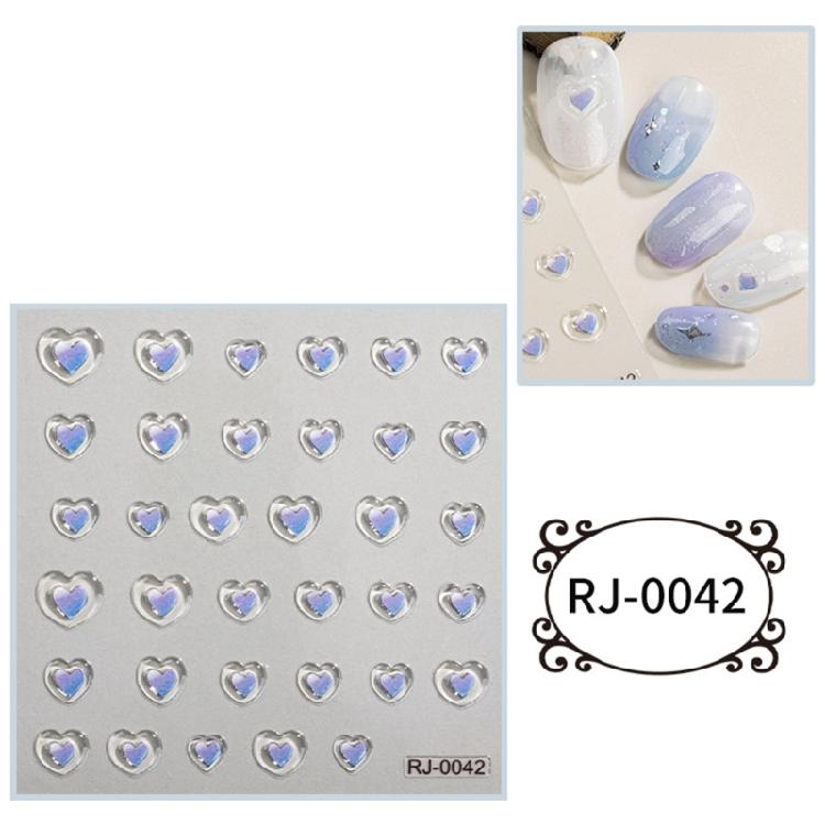 Embossed Cartoon Nail Art Stickers Decals Self-Adhesive Floral Nail Supplies