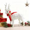 Christmas Reindeer Figurine Plastic White Elk Sculpture with Scarf Small Deer