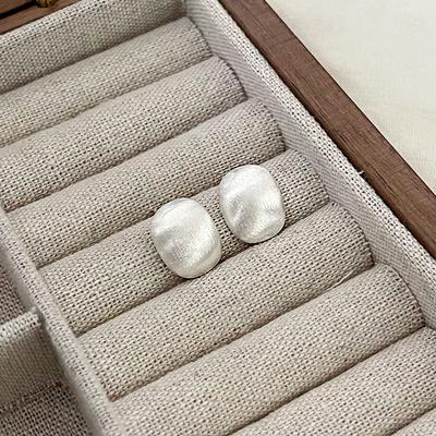 Brushed Geometric Earrings Oval Earrings Simple Earrings Cold Style Design