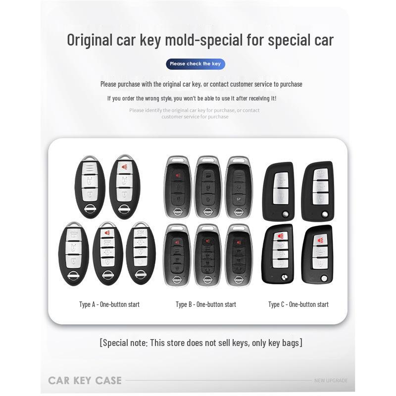 Nissan 14th Gen Sylphy, Teana, Land Rover, Arrizo, Tiida Key Cover - Metal/Leather Gift Box Packaging