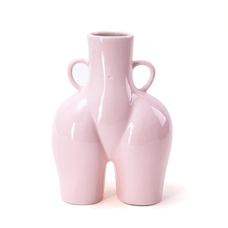 Human Body Shaped Creative Ceramic Docking Vase, Dried Flower Arrangement, Simple Modern Art, Home Decoration, Office Vase