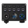 5 Gang Rocker Switch Panel | Toggle Switches with PD Type-C, USB Charger, Digital Voltmeter & 12V Outlet for Car, Boat, Truck, Trailer