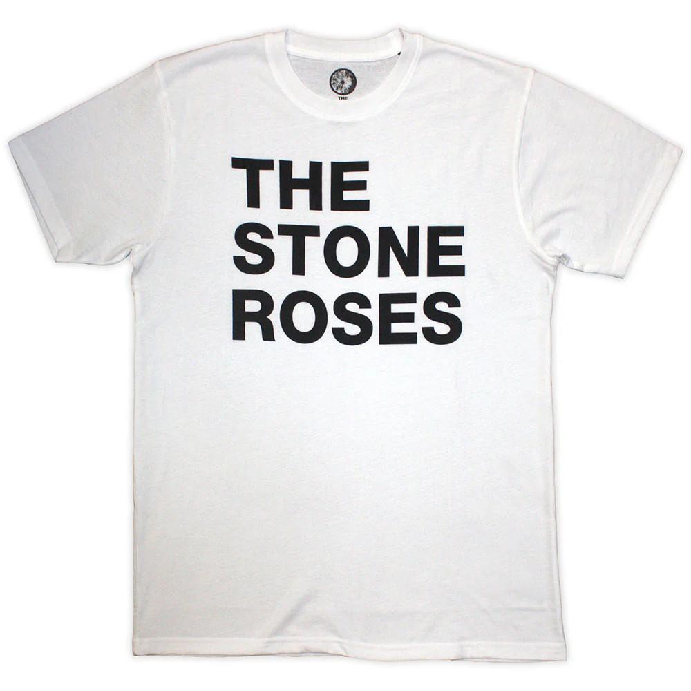 The Stone Roses T-Shirt: Left Justified Text (White) (Jumbo Print) OFFICIAL NEW XL