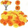 30 Pcs Faux Marigold Flowers Realistic Marigold Flower Heads with Stems Artificial Flowers for Indian Wedding Diwali Day of The Dead DIY Wreath