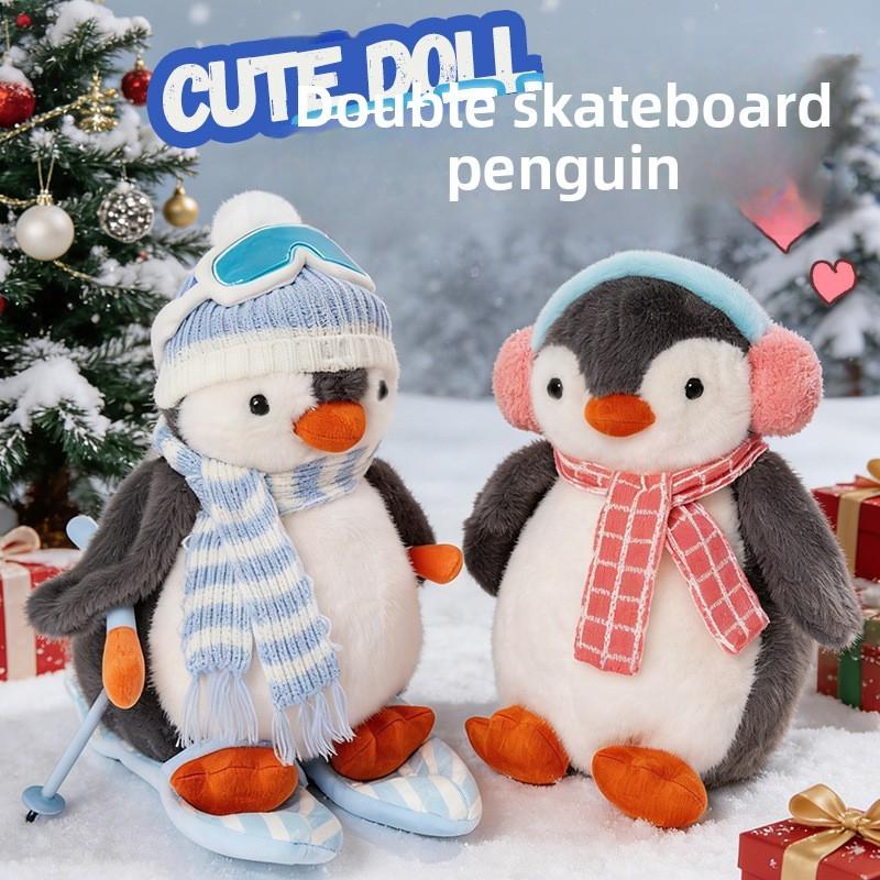 Pinguin-Plüschtier mit Kopfhörerhalter zum Snowboarden – das perfekte Geschenk für Wintersportler