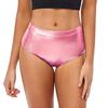 Damen Hotpants Wetlook Shorts Shiny Booty Shorts Bikinihose High Waist Yoga Shorts Clubwear