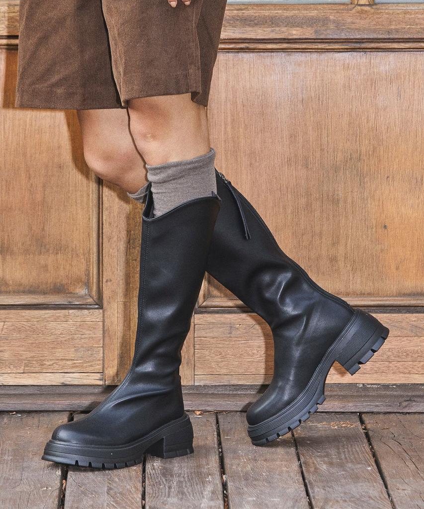 Spur Slouchy Platform Long Boots 6Cm -Ua9054 (3Color)