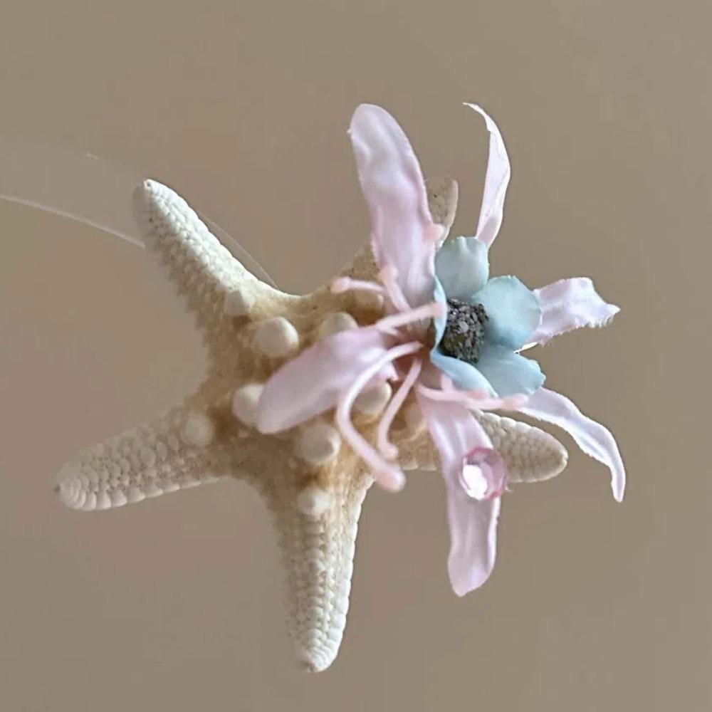 Korean Style Starfish Hair Clip Resin Women Side Clip Pink Orchid Flower Hairpin  Holiday