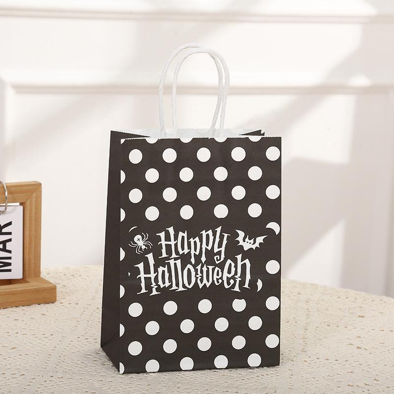 Halloween Themed Pumpkin Bags with Handles Fun Trick Or Treat Candy Pouches for Family Holiday Gift Wrapping
