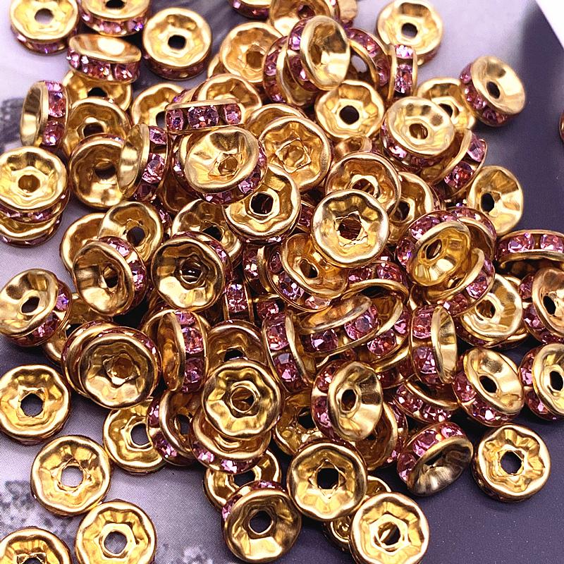NEW 50pcs 8mm Czech Crystai Rhinestone Glass Round Loose Spacer Beads for Jewelry Making DIY Bracelet Necklace