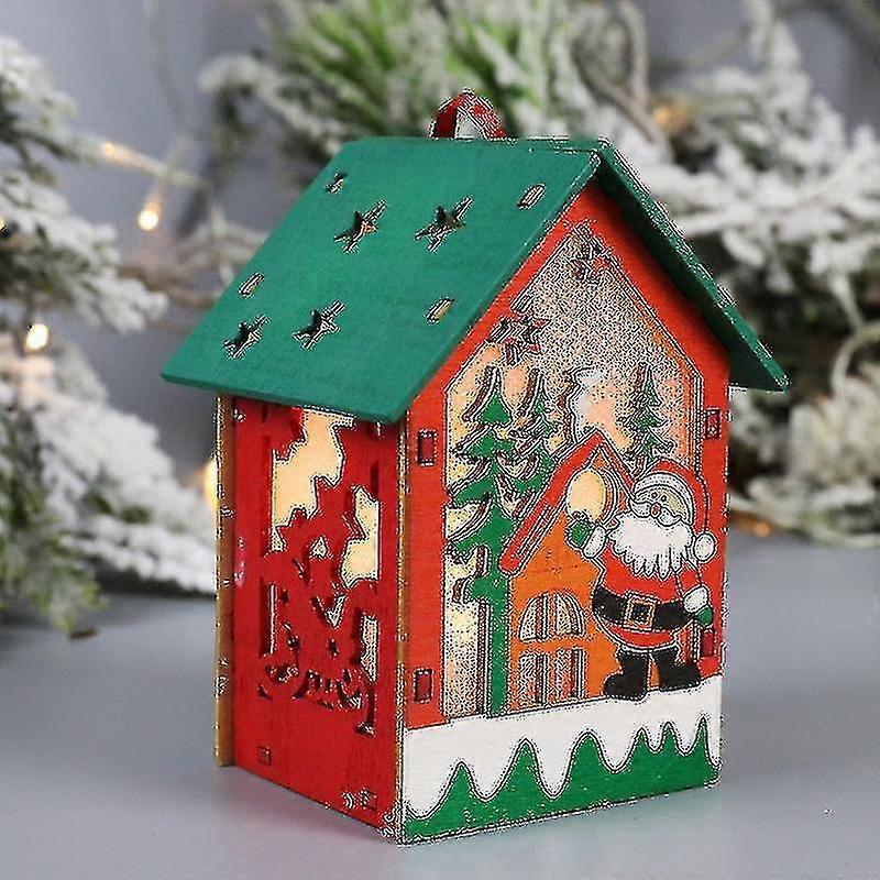 1pc 3d Mini Wooden Glowing House Creative Village House For Christmas Decor