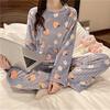 Coral Fleece Pajamas for Women, Autumn and Winter Thickened Flannel Cute Homewear, Loose Long Fashion Cardigan Set for Outerwear