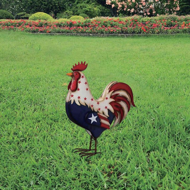 Țăruș de grădină din curte Ornament cocoș din fier forjat Decor de grădină