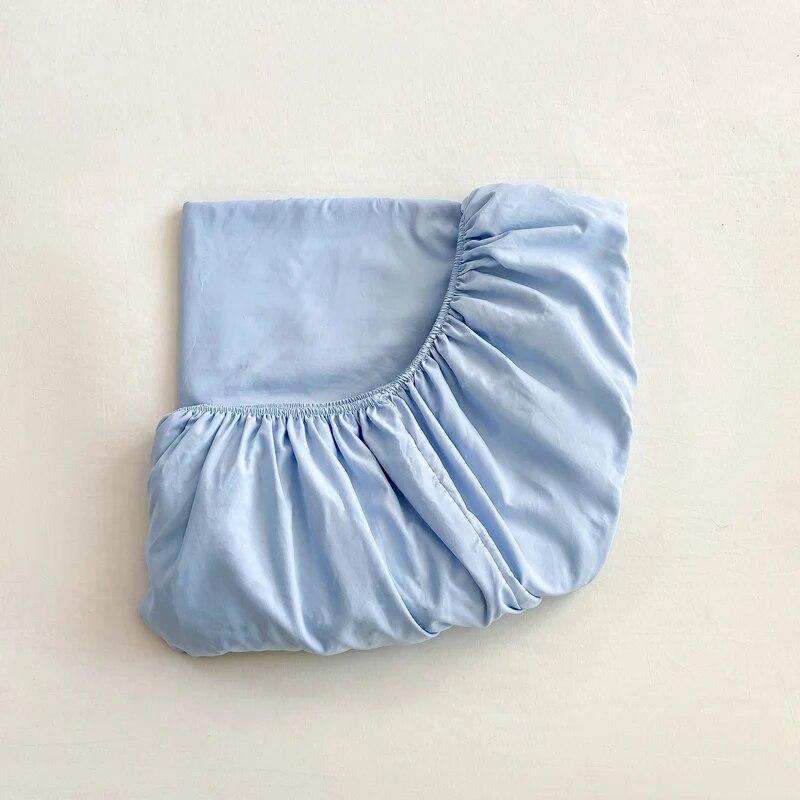 Cotton Bedding Fitted Sheet Elastic Band Around Mattress Cover Single Double King Queen Size Solid Color Bed Cover No Pillowcase