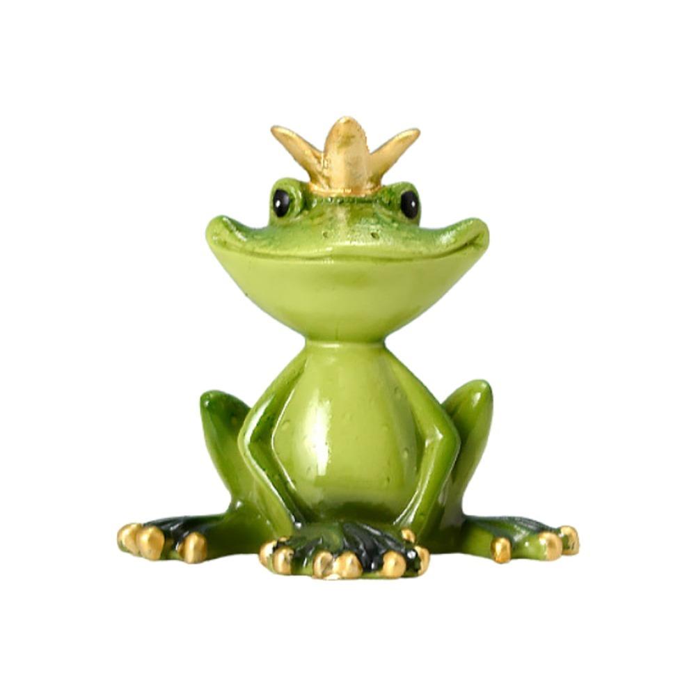 Green Desk Decorative Amphibian Sculpture Vehicle Interior Small Statue Crown