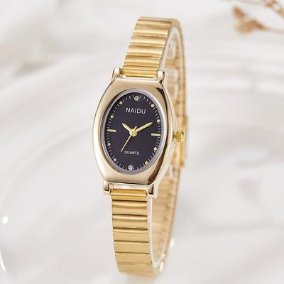 Neue ovale modische Armbanduhr mit hohem Sinn für das Wesentliche, Blattgold und Stahlband, einfache Damenuhr