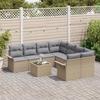 Ensemble de canapés de jardin de 9 pièces avec coussins beige en poly rattan, Canapé de jardin 2 places avec rangement 3353969