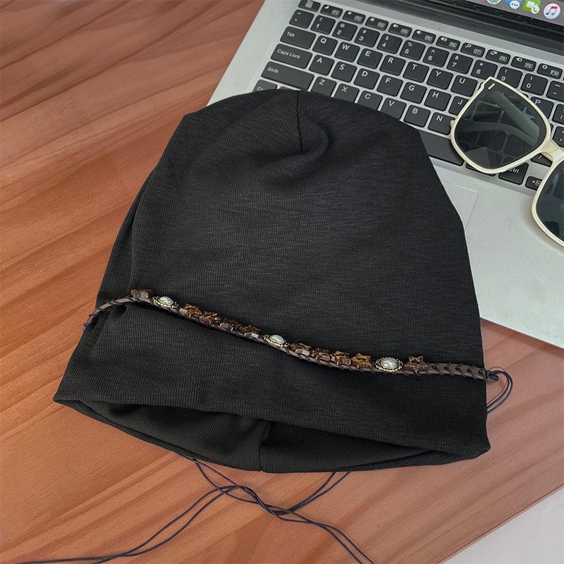 Retro Five Pointed Star Tassel Baotou Hat for Women In Autumn Thin Breathable Niche Versatile Loose Face Showing Small Pile Hat