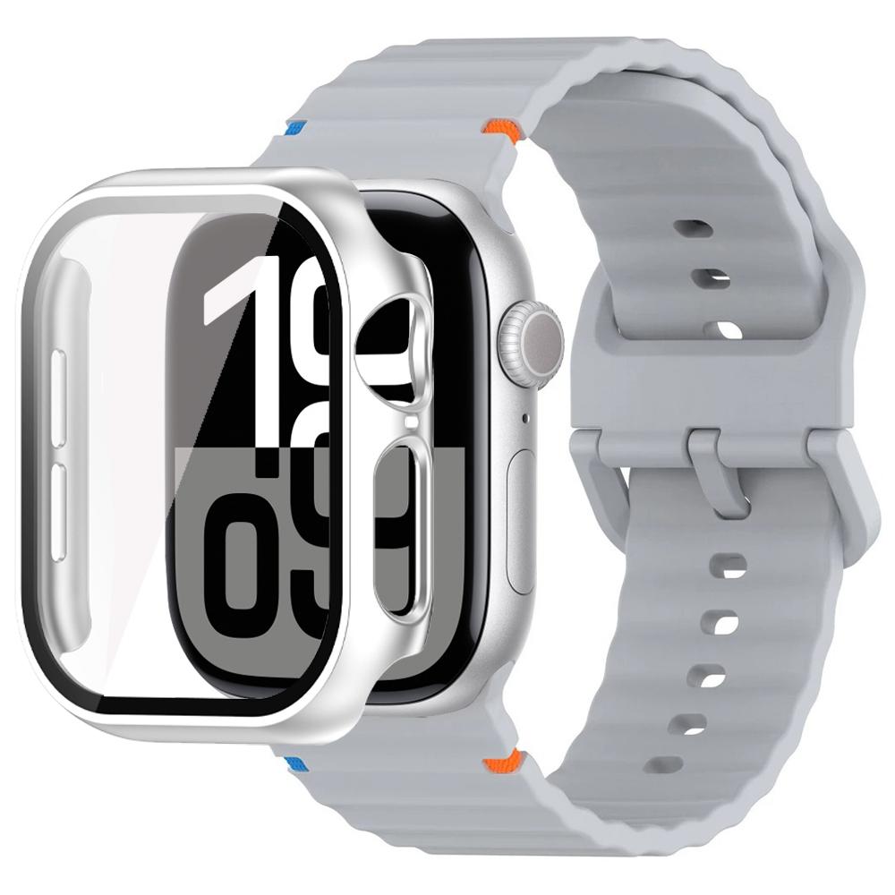 Verre+Coque+Bracelet Pour Apple Watch 10 bracelet 46mm 42mm 44mm 45mm 41mm 40mm 38mm Silicone Sport bracelet iWatch Series 9 8 7 6 3 5 SE