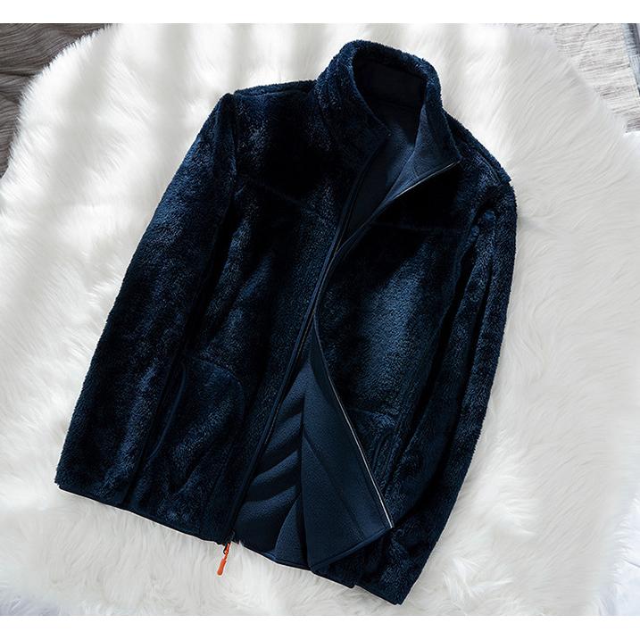 

Двусторонняя флисовая куртка для пар на открытом воздухе, утепленный теплый свитер из овечьего флиса, мужская куртка с флисовой подкладкой XXXXL синий