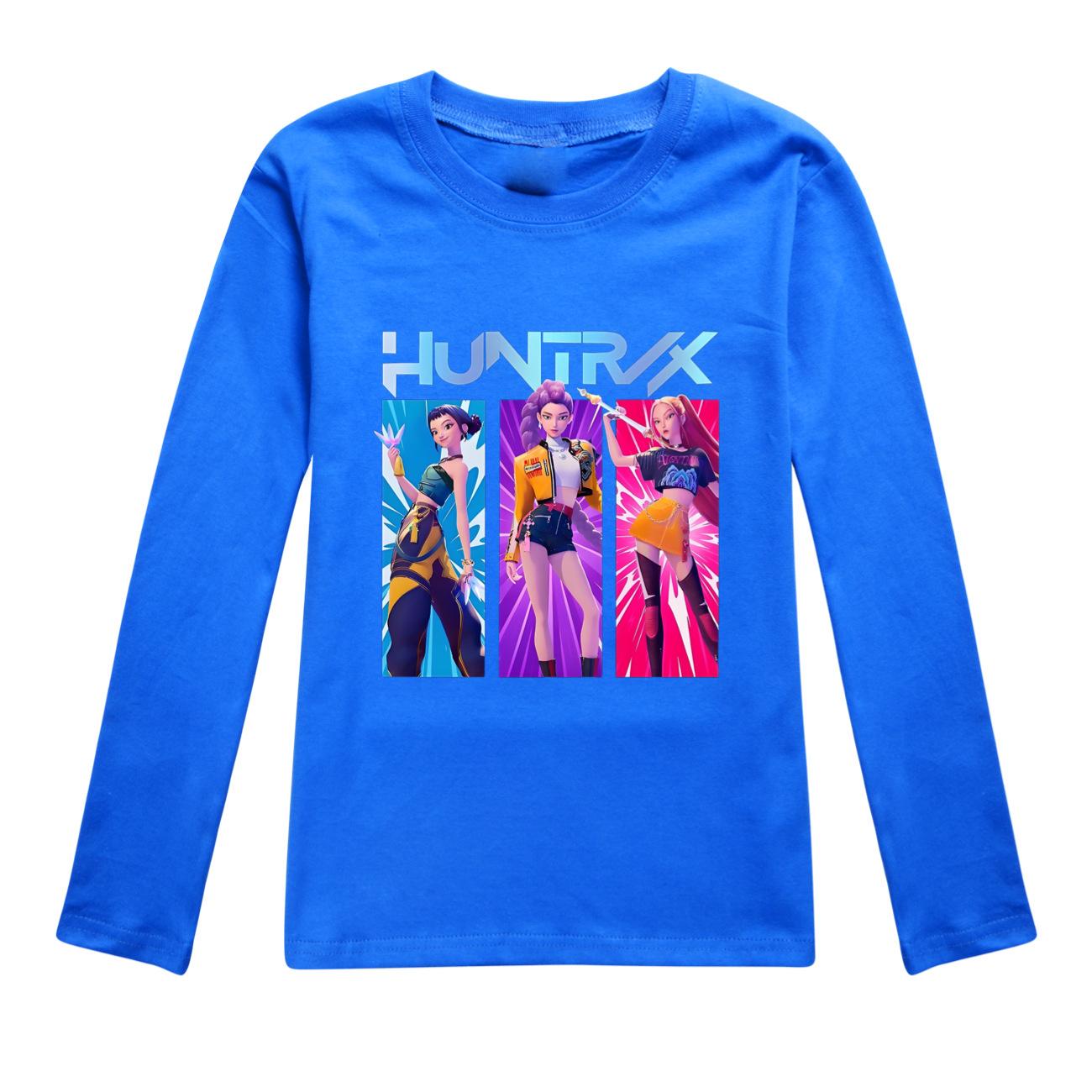 

K-Pop Охотники на демонов Футболки с длинным рукавом Руми Мира Зои Осень Детская одежда Милые топы с принтом Подарок Детские футболки унисекс для мальчиков и девочек 150 темно-синий