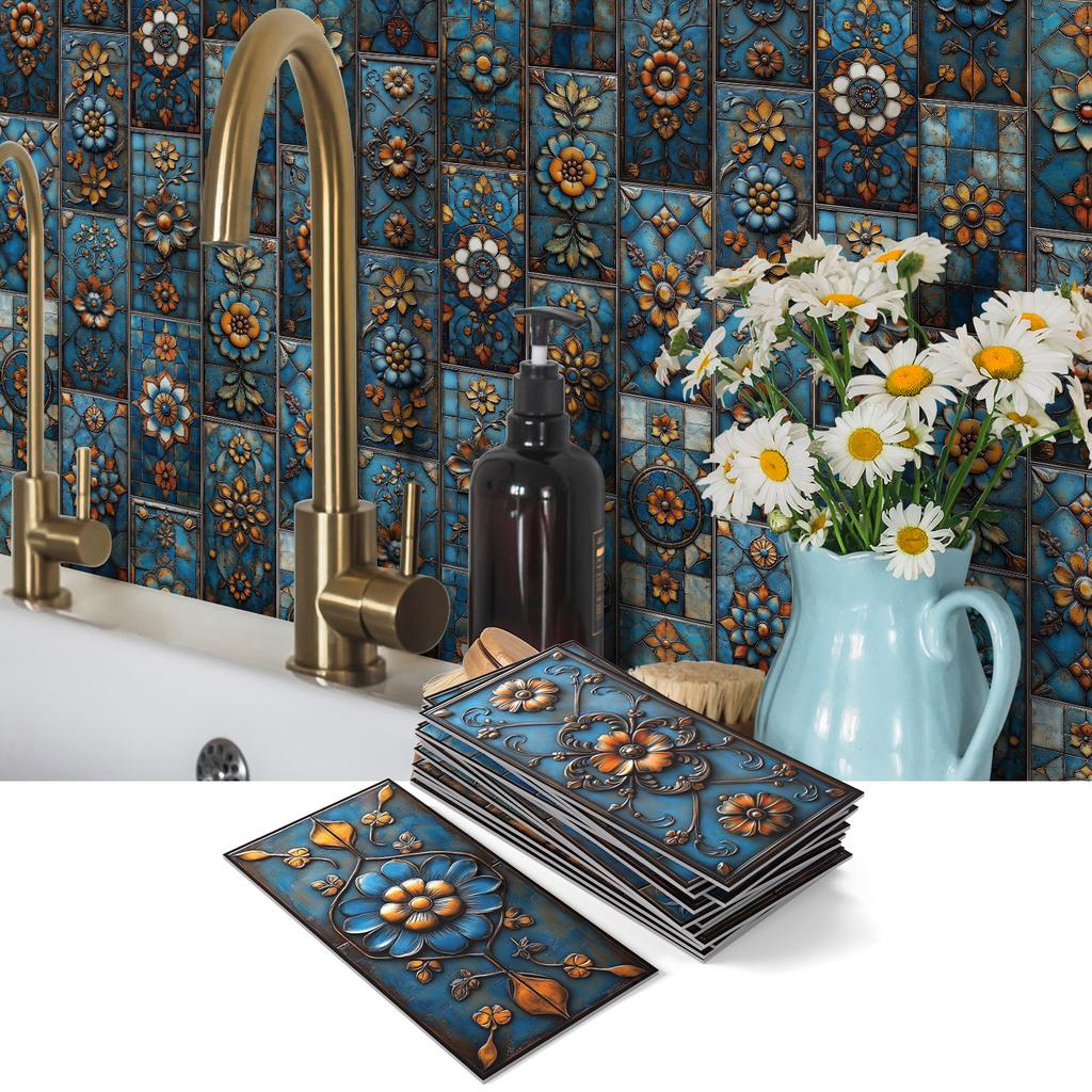 Embossed Pe Foam Thickened Wall Sticker, Self-Adhesive Waterproof And Oil-Proof Tile Sticker, Kitchen Bathroom Home Decoration