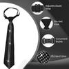 Elegant Women's Adjustable Pre Tied Black Necktie with Rhinestones Embellishments for Formal Event and Casual Wear