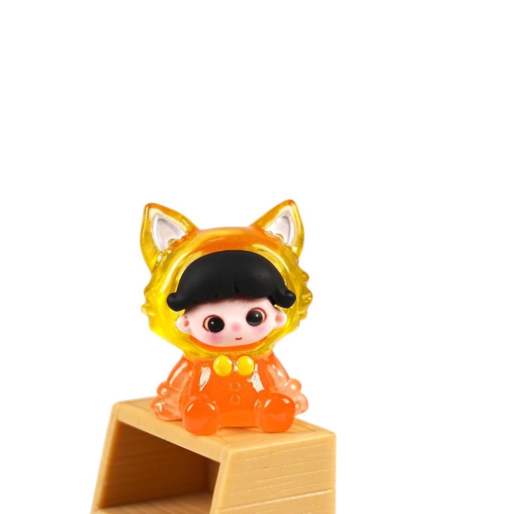 Two-Color Fox Resin Jewelry & Micro-Landscape Ornament Keychain Pendant