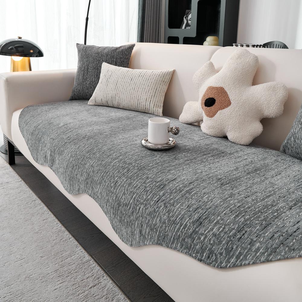 Threaded Chenille Special-Shaped Sofa Cushion, Universal In All Seasons, Anti-Cat Scratching Leather Sofa Cover, Living Room Non-Slip Cover Cloth Towe