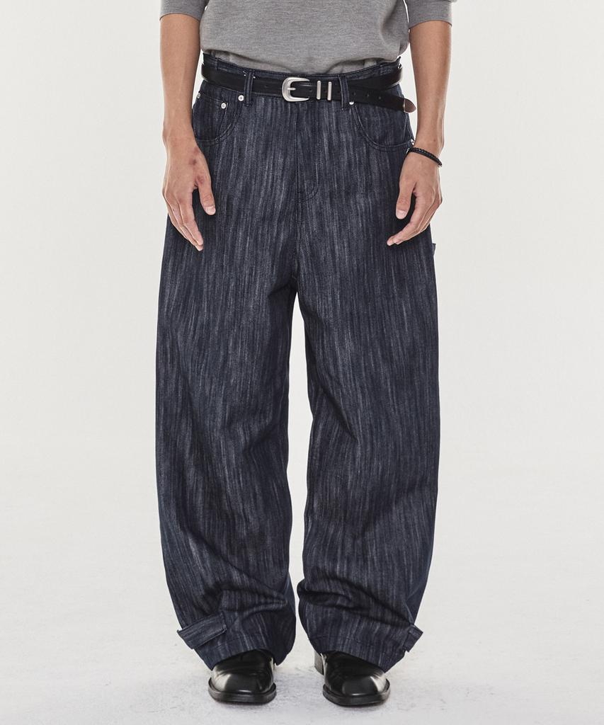 Gicheol Hem Button Wide Denim Pants (Raw Indigo)