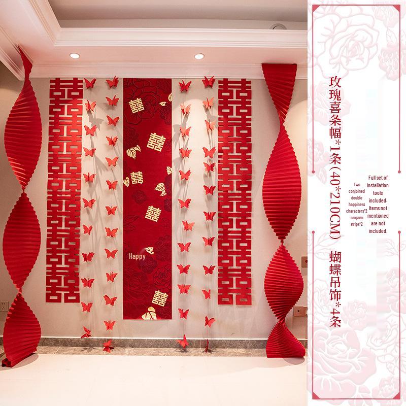 Wedding Decoration Set: Groom & Bride's Room Ornaments with Bunting & Robe Wall Décor