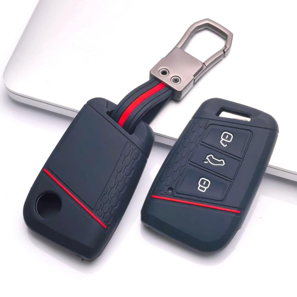 Key Case Cover for Volkswagen Passat Tiguan Golf A7 Octavia A5 Magotan CC Teramont Atlas MK7 with Keychain Anti-Scratch Guard Shockproof Protection