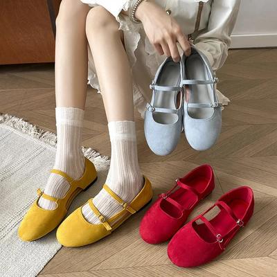 Chaussures pour femmes décontractées à enfiler, confortables à bride à boucle Mary Janes, à la mode, respirantes, style coréen, talon plat, chaussures d'été