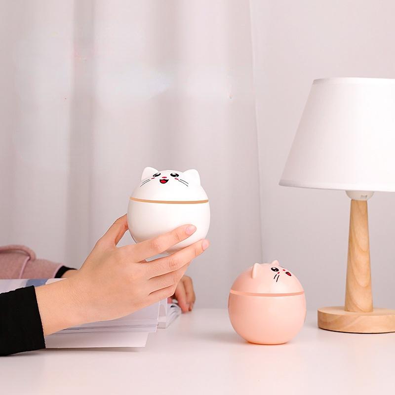 300ml Mini Lucky Cat USB zvlhčovač vzduchu Ultrazvukový Aroma Difuzér Výrobník mlhy s LED světly Přenosná čistička vzduchu do auta