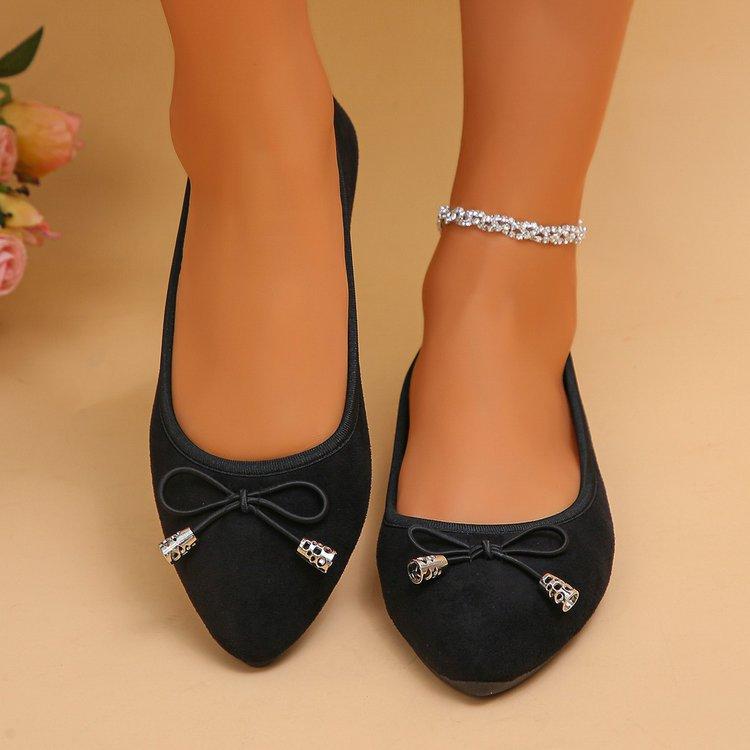 Women's Bowknot Decor Ballet Flats Pointed Toe Slip-On Elegant Dress Shoes for Office Wedding Party Daily Casual Footwear