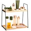 2-stufiges hölzernes Badezimmer-Organizer-Regal Waschtisch-Arbeitsplatte Kosmetik-Ablageregal Große Kapazität Desktop-Kleinteile Aufbewahrungshalter