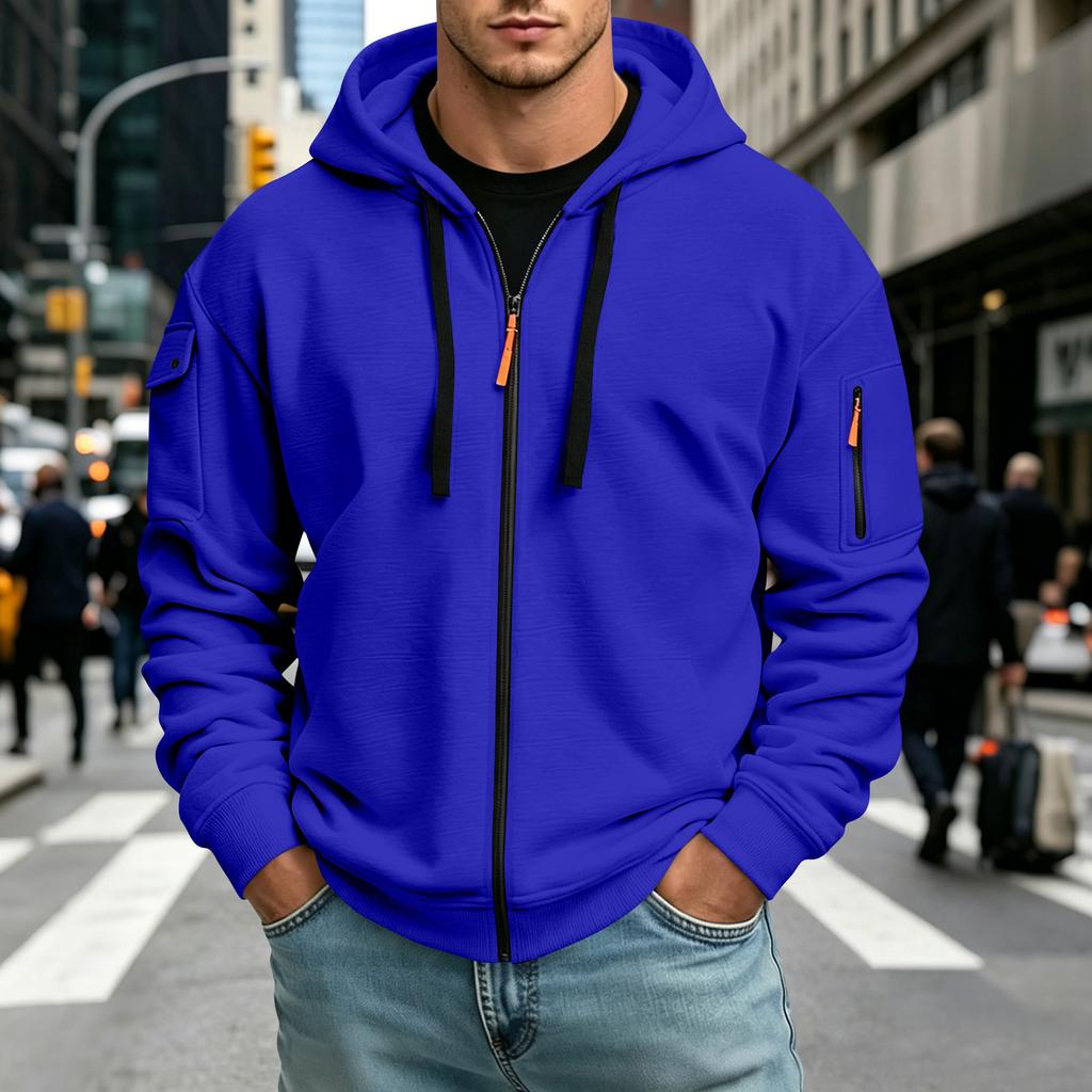 Men's Color Hoodie Long Sleeve Casual Pullover Sweatshirt for Everyday Wear