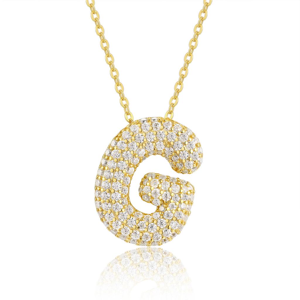 Letter Pendant Necklace 925 Silver Plated 18K Gold Collarbone Chain Fashionable Versatile Moissanite Chain