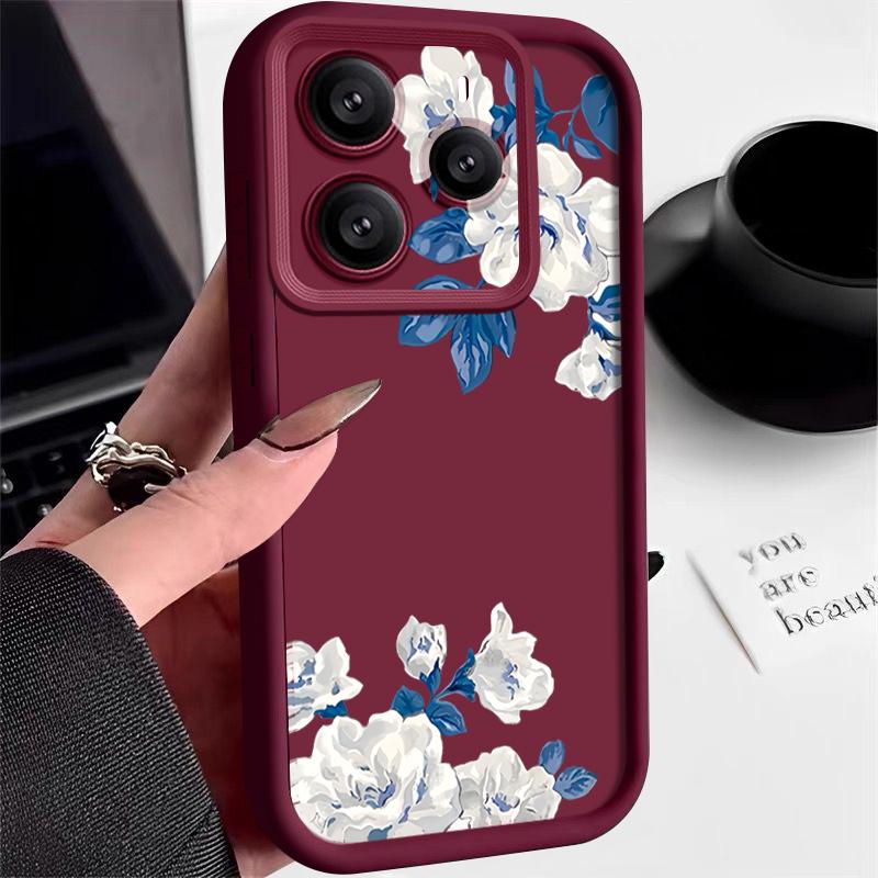 White Gardenia Floral Pattern Case For Xiaomi 14T 13T 11T Pro Funda Redmi Note 14 13 Pro 5G 4G 12 11 Shockproof Bumper Silicone Cover
