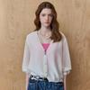 MAXZA Pearl Button V Neck Sheer Knit Cardigan Ze06qd002na