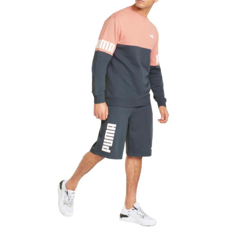 PUMA Sweatshirts Men's Gray Blue Rose Pink Crew Neck Moderate Regular 670935-42